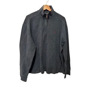 VINTAGE Polo Ralph Lauren Sweater Mens Large 1/4 Zip Knit Heavy Gray Made USA